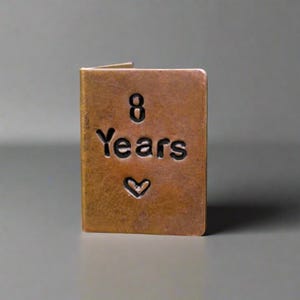 Hand Stamped 8th Anniversary Miniature Card: Personalized Bronze Gift