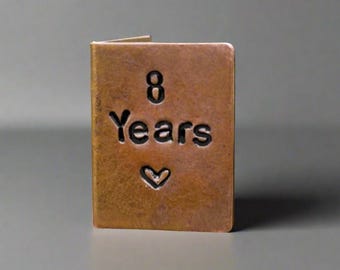 Hand Stamped 8th Anniversary Miniature Card: Personalized Bronze Gift