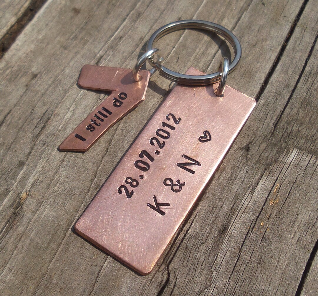 Personalised Solid COPPER 7 Year Wedding Anniversary Initials Date I ...