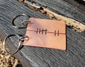 Matching Secret Message COPPER TALLY 7 7th Wedding Anniversary Gifts For Him Her Husband Wife Keychains Keyrings Set Boyfriend Girlfriend