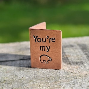 You're My Bear Hand gestempeld miniatuur kaart vriendje geschenken 9e huwelijksverjaardag kleine koperen kaart gepersonaliseerde echtgenoot vrouw verjaardag liefde