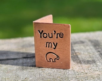 Du bist mein Bär Hand gestempelt Miniatur Jahrestag Valentines Karte Freund Geschenke 7. Jahrestag kleine Kupferkarte personalisierte Ehemann Frau
