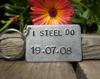 I STEEL DO Personalised 11 YEARS 11th Wedding Anniversary Gifts For Men Women Thoughtful Anniversary Husband Wife Traditional Keychain Love