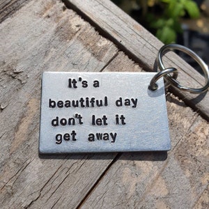 U2 It's A Beautiful Day Don't Let It Get Away MUZIEK Valentijnsdag Voor hem Haar vriend Vriendin Geschenken Jubileum Sleutelhanger LYRICS Lied