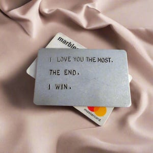 Ti amo di più, la fine ho vinto, portafoglio o borsa, inserto per San Valentino, regali per fidanzati per uomini, biglietto di compleanno personalizzato per papà, lui e nonno