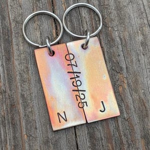 Personalisierte Bronze Jahrestag Keychain Set Spezielle Paare Geschenk Schlüsselring Paar Freund Freundin Mann Frau Ihn Ihr Geburtstags-Andenken
