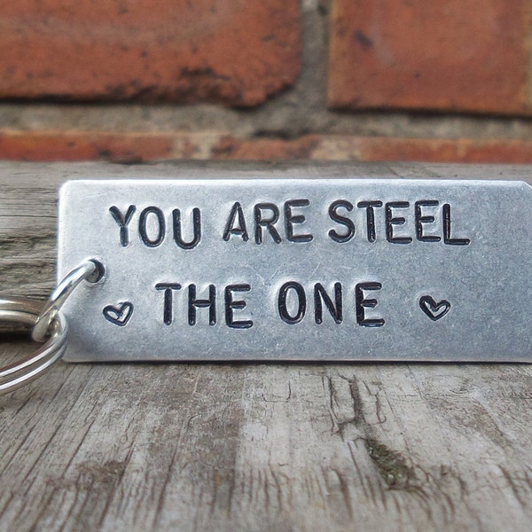 You Are STEEL The One 11 ans Porte-clés personnalisé 11e anniversaire de mariage Cadeaux pour hommes Femmes Mari Femme Porte-clés traditionnel Amour