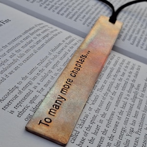 To Many More Chapters Bronze Bookmark Personalised Birthday Wedding Anniversary Gift Hand Stamped Traditional Handmade Bronze Gift