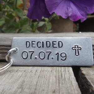 DECIDED Personalised Baptism Gifts for Adults Him Her Christianity Gift Husband Wife God LOVE Catholic gift Keychain Special Day Christening
