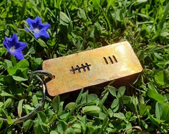 8th Anniversary Bronze Tally Mark Keyring: Personalized Husband Wife Gift 8 Years Keyring Handmade Traditional