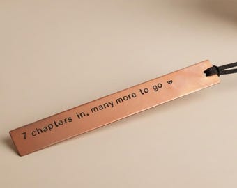 7 Chapters In Many More To Go Bookmark Personalised 7th Anniversary Gift Hand Stamped Traditional Handmade Copper Anniversary Gift 7 Years