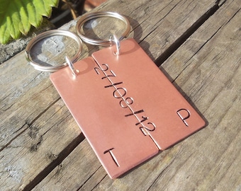 Set Of Personalised 8th Wedding Bronze Anniversary Gifts For Him Her Husband Wife Keychain KeyRing Matching Love Couples Keychain valentines
