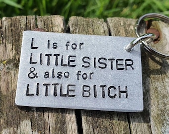 Funny Little Sister Keychain Cheeky Novelty Gift Christmas Birthday Xmas Sis Keyring Personalised Gifts For Her Sibling