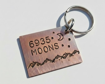 19th Anniversary Gift Personalised 19 Years Keyring Love Keychain 6935 Moons Bronze Hand Stamped