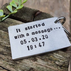 It Started With A MESSAGE Keyring Anniversary Boyfriend Girlfriend Cute  Valentines Day Gifts For Men Him Her Personalised Keychain Keyring