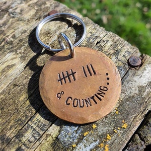TALLY MARK 8 Years And Counting Keyring Husband Wife Gifts For Men Women 8th Wedding Bronze Anniversary Personalised Handmade Love Keychain