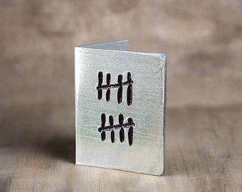 Handmade Tally Mark 10th Anniversary Card: Personalized Metal Gift 10 Years Husband Wife Traditional Personalised