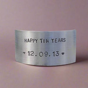 Plaque d'anniversaire faite main Happy Tin Years 10e anniversaire de mariage carte en métal estampée à la main personnalisée mari femme cadeaux ornement
