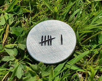 6 TALLY MARK Golf Ball Marker Husband Wife Gifts For Men Women 6th Wedding Anniversary Personalised 6 Years I Love You Hand Stamped Golfing