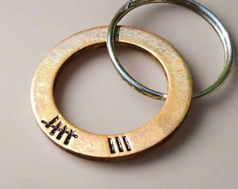 8th Anniversary Bronze Keyring Tally Mark Keychain Husband Wife Gift For Husband Wife Personalised Handmade