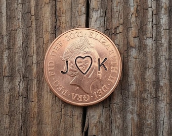 LUCKY TUPPENCE Twice The Luck! Personalised COPPER Wedding Anniversary Gifts Husband Wife Pocket Coin Token Men Him Love 7th 22nd Stamped 2p
