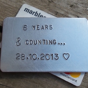 6 anni e oltre, inserto per portafoglio in ferro, regalo di anniversario per uomo, lui, sua moglie, marito, 6° matrimonio, biglietto ricordo personalizzato con amore dalla moglie