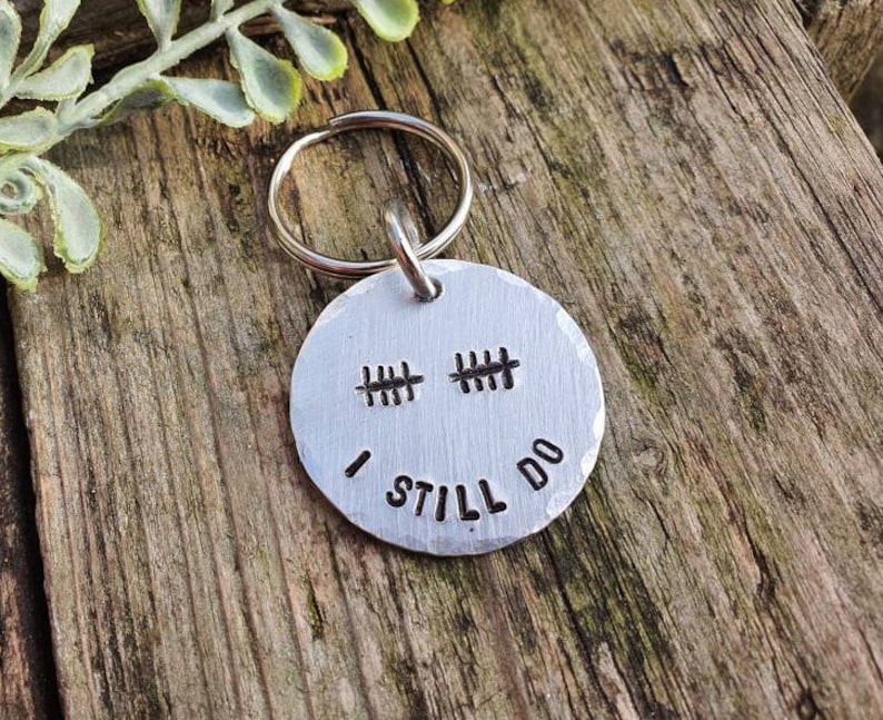 Tally Mark 10 Years I STILL DO Alumnium 10th Wedding Anniversary Gifts Personalised Gift Husband Wife Keychain Love Couple Tin Ten Handmade image 2