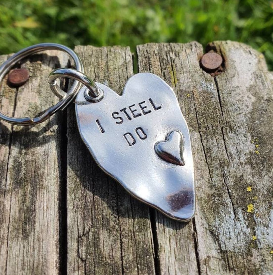 W RUBYLOU KEYRING シルバー/ブラック最終値引き I STEEL DO 11th Wedding Anniversary Gifts for Men Her Personalised