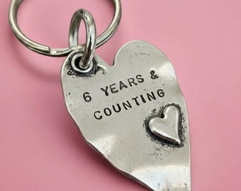 6 Years And Counting Keyring Husband Wife Gifts For Men Him Women 6th Wedding Iron Anniversary Personalised 6 Years Love Heart Keychain