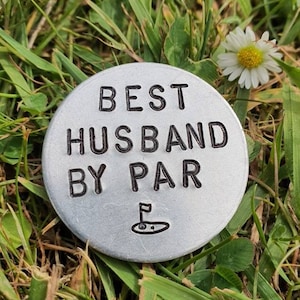 Best HUSBAND By Par Silver Golf Ball Marker Anniversary Gifts Husband Golfing Aluminium Accessories Men Him Boyfriend Love Valentines Day