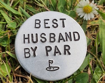 Best HUSBAND By Par Silver Golf Ball Marker Anniversary Gifts Husband Golfing Aluminium Accessories Men Him Boyfriend Love Valentines Day