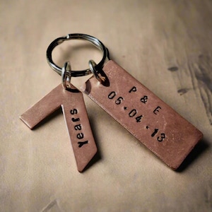 Hand Crafted Solid Copper 7th Year Wedding Anniversary Gifts For Him Her Traditional Gifts Unique Husband Wife Personalised Bespoke Keyfob