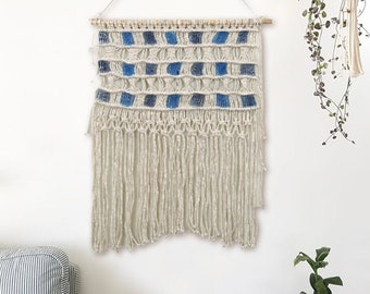 MACRAME Wall Hanging, 20*24 Inches, BLUE and GREY, Bohemian
