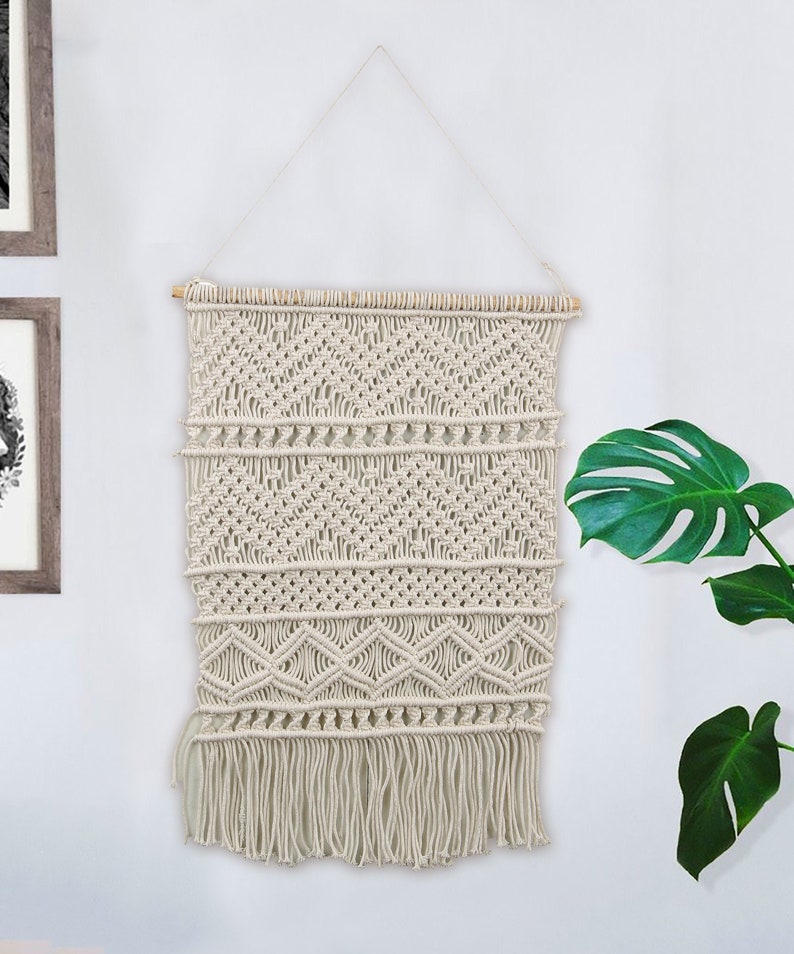 Large White Macrame Wall Hanging Macrame Cord 50cm Wide Etsy