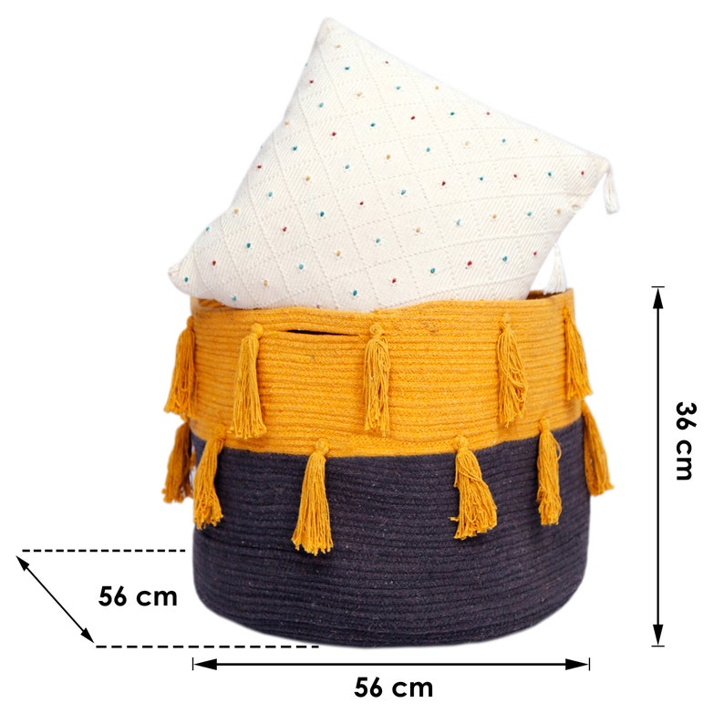 Yellow & Grey Extra Large Toy Storage Basket Pure Cotton Etsy