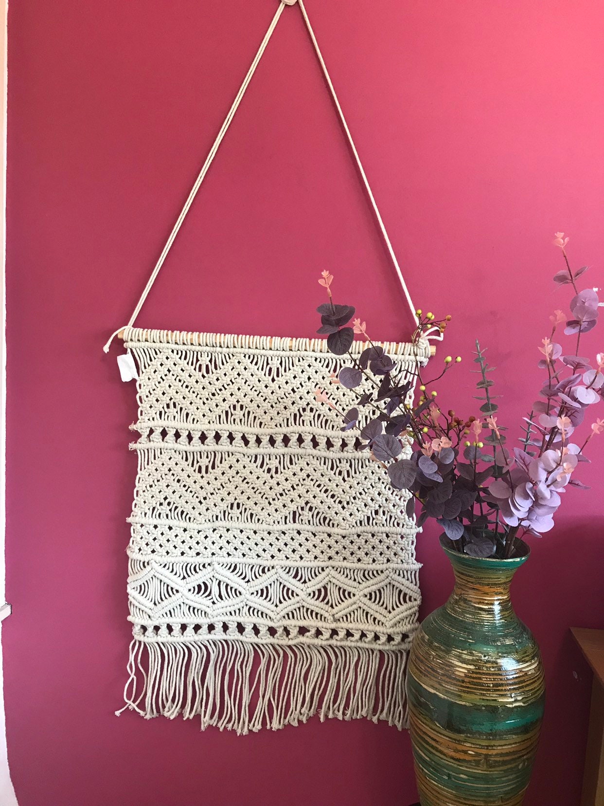 Large White Macrame Wall Hanging Macrame Cord 50cm Wide Etsy