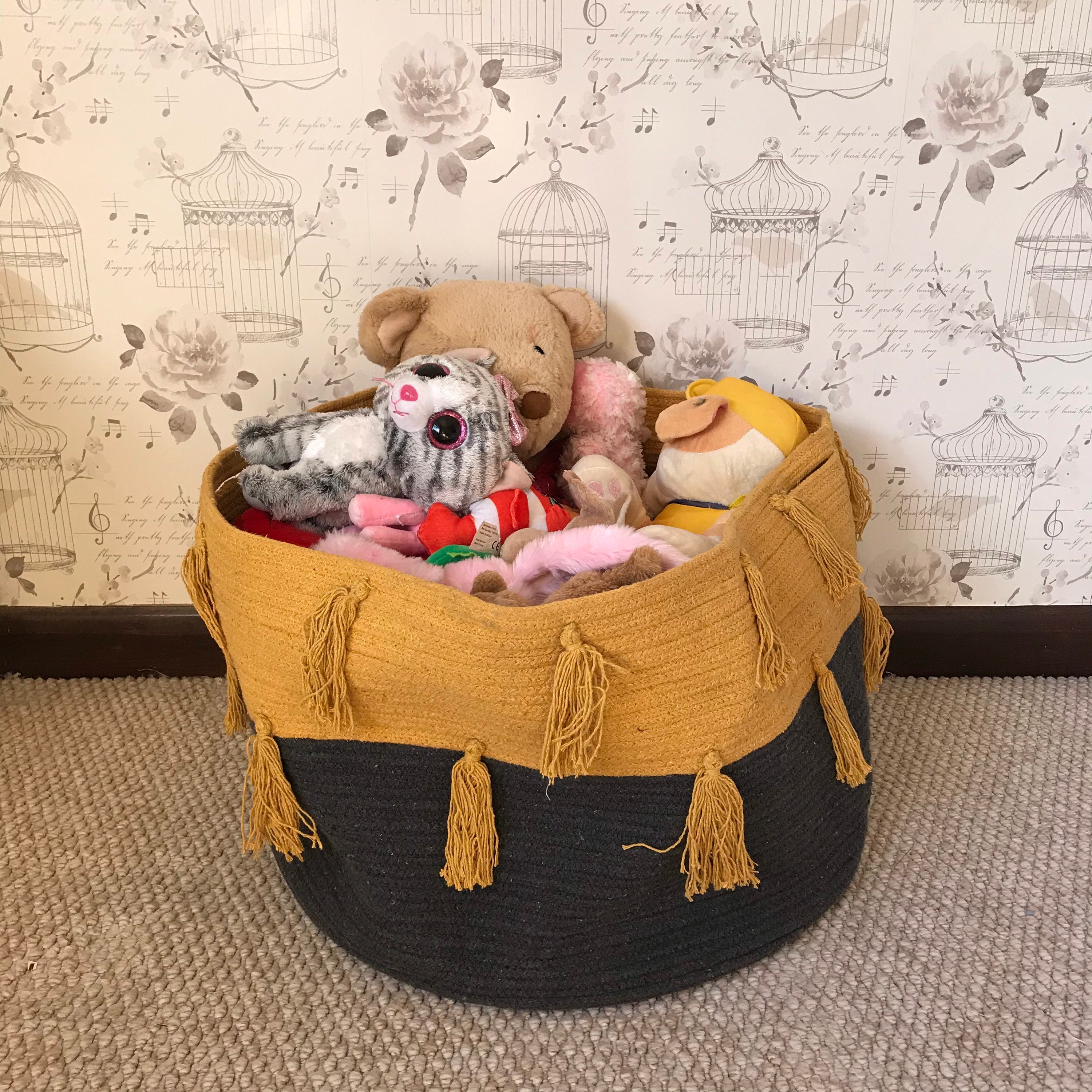 Cesta de almacenamiento de juguete extra grande amarillo & | Etsy