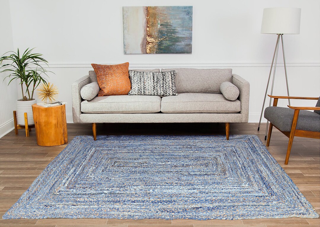 Living Room Rug Jute & Recycled Denim Rug Etsy