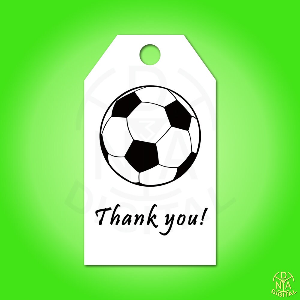 Sport Soccer Ball Thank You tags printable party favors | Etsy