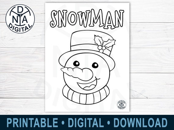 Snowman Coloring Page Printable  Digital Download Printable