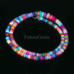 Ethiopian Opal, Faceted Opal Beads, Fire Opal, Rainbow Opal, Opal Beads, Opal Rondelle Beads,Anniversary Gift, Faceted Opal, Beaded Necklace