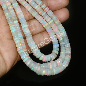 Genuine Ethiopian Opal Faceted Tyre Beads, 5-8 mm Opal Tyre Fire Opal Heishi Beads, Opal Gemstone Beads For Jewelry Making, Opal Beads