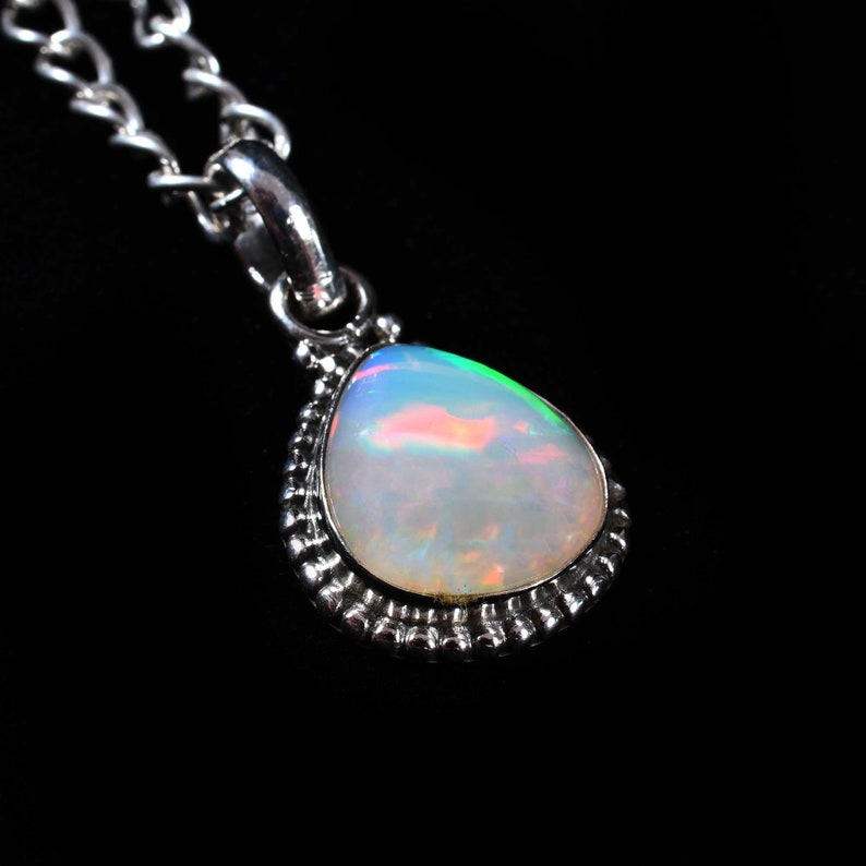 Ethiopian Opal Pendant 925 Sterling Silver Pendant Gift For Her Opal In Pendant | Natural Ethiopian Opal Vintage Silver Pendant