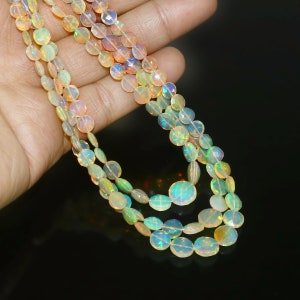 エチオピア産オパール・タイヤネックレス：ファセットオパールビーズ