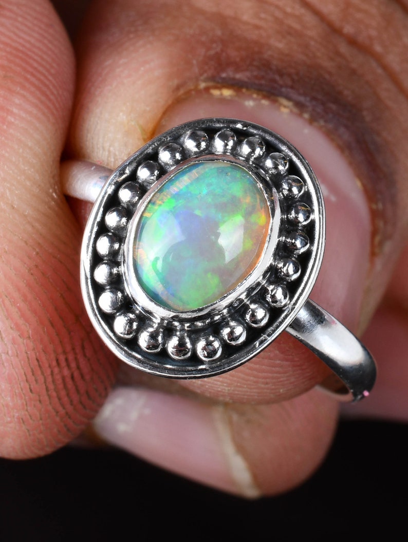 925 Sterling Silver Natural Ethiopian Welo Fire Opal Gemstone And Wedding Ring Exclusive Opal Ring