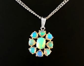 Colgante de ópalo etíope natural: joyería de plata de ley 925 hecha a mano