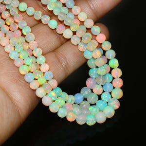 Ethiopian Opal Beaded Necklace: Natural Galaxy Opal Jewelry
