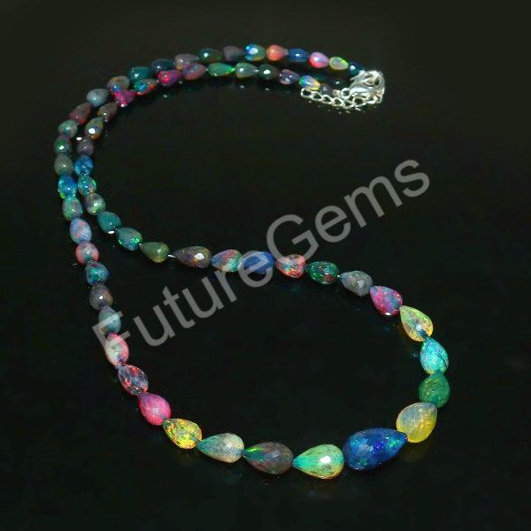 Opal Teardrops | Galaxy Opal | Rainbow Opal | Fire Opal Welo Opal | Gemstone Opal | Faceted Opal | Anniversary Gift | Wedding Necklace