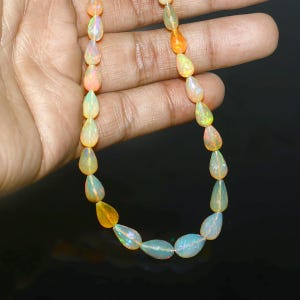 Top Quality Ethiopian Opal Drop Briolettes, Ethiopian Opal Beads, 4-5x8-12mm Fire Opal Tear Drop Beads, Opal Beads, Fire Opal Beads, Opal
