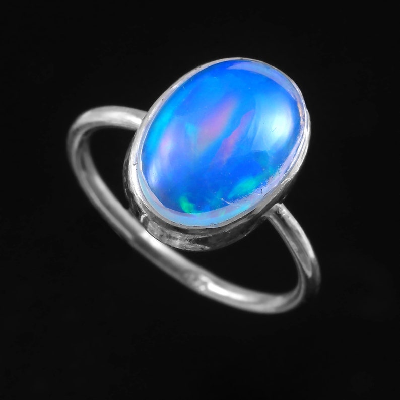 925 Sterling Silver Natural Ethiopian Opal Welo Fire Gemstone And Wedding Ring | Exclusive Opal Ring